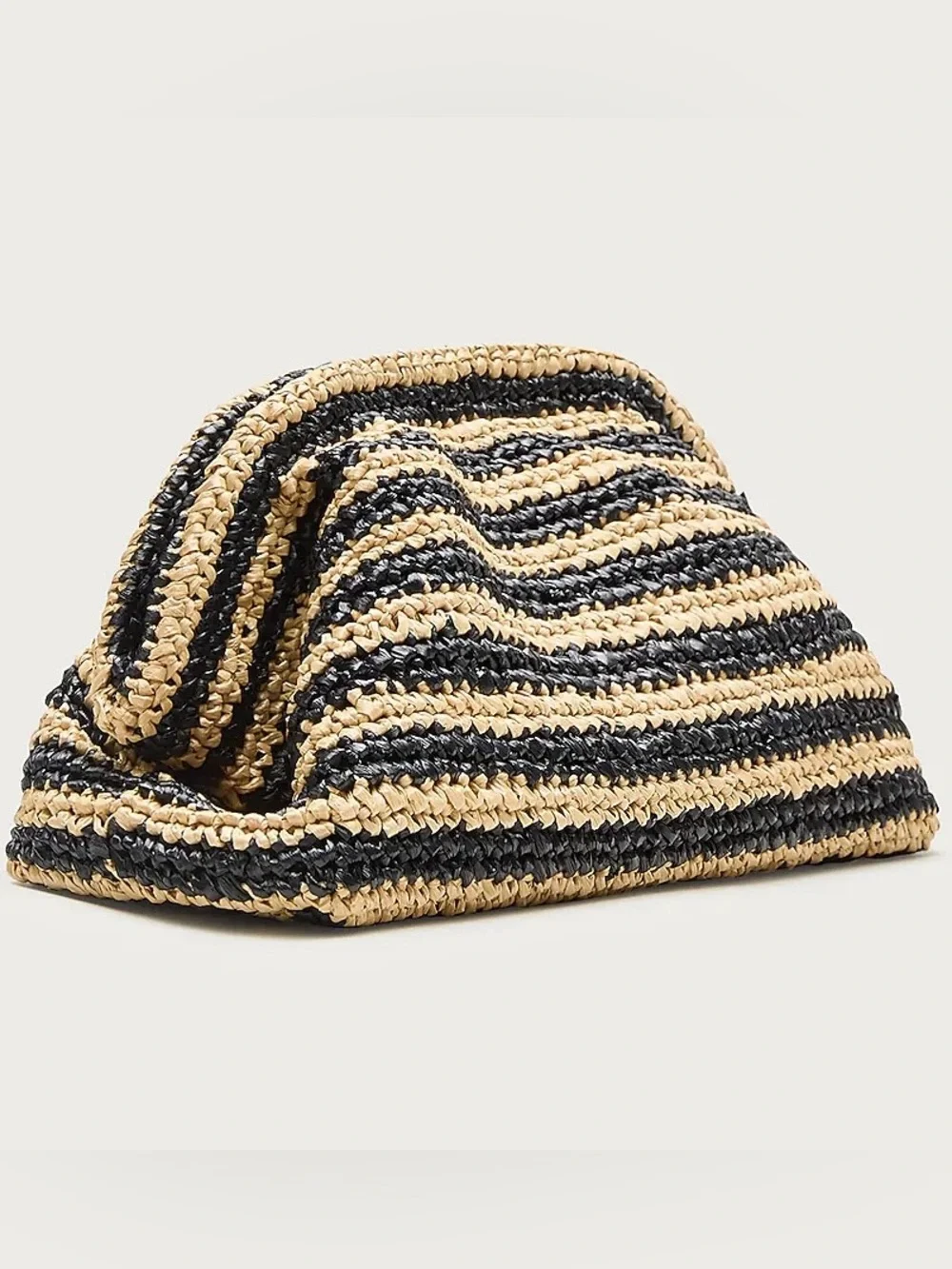 NWT J.Crew Portofino Handknotted Clutch in Stripe - Natural Black - Picture 2 of 5
